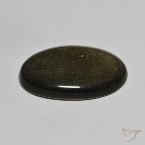 Ossidiana Nero con riflessi dorati naturale da 13.63 ct, Ovale, Opaco