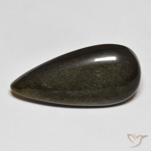 12.77ct Naturale Nero con riflessi dorati Ossidiana, Forma a pera, Opaco