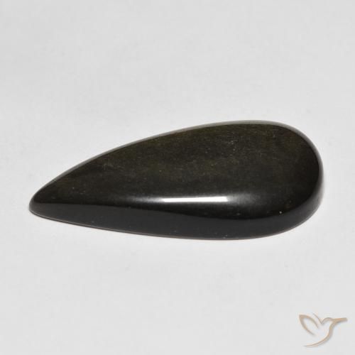 Ossidiana Nero con riflessi dorati naturale da 12.77 ct, Forma a pera, Opaco