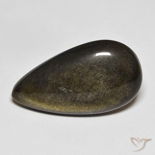 15.65ct Naturale Nero con riflessi dorati Ossidiana, Forma a pera, Opaco