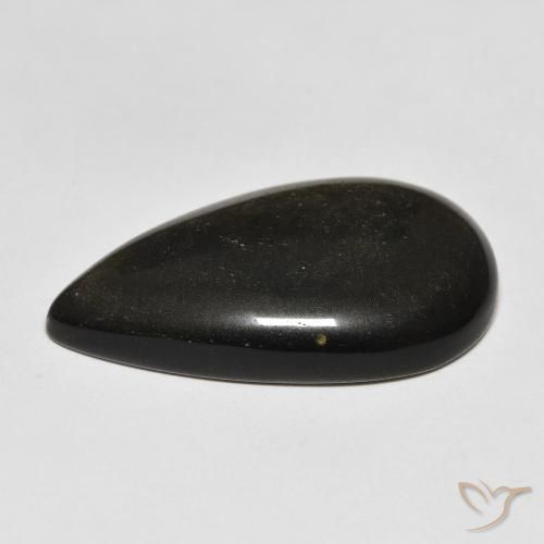 Ossidiana Nero con riflessi dorati naturale da 15.65 ct, Forma a pera, Opaco