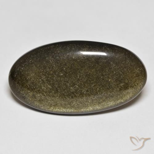 19.68ct Naturale Nero con riflessi dorati Ossidiana, Ovale, Opaco