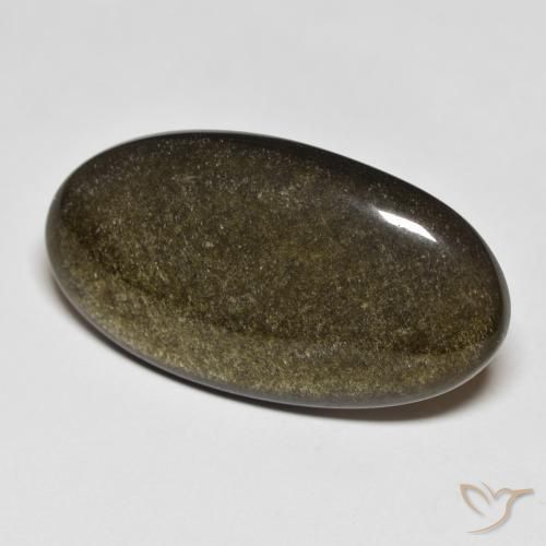 Ossidiana Nero con riflessi dorati naturale da 19.68 ct, Ovale, Opaco