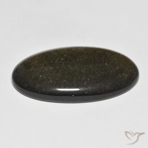 Ossidiana Nero con riflessi dorati naturale da 19.68 ct, Ovale, Opaco