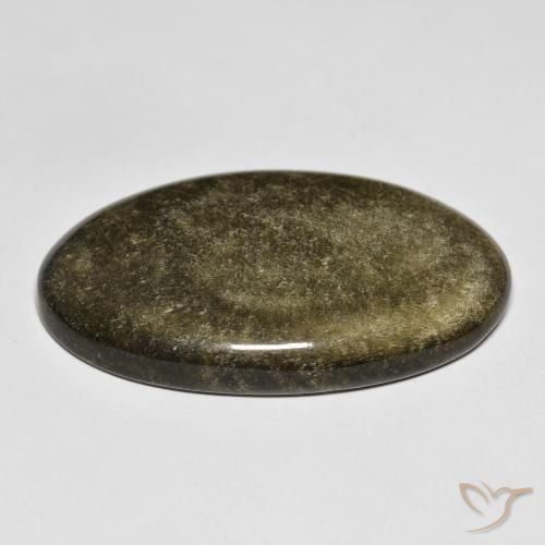 Ossidiana Nero con riflessi dorati naturale da 35.72 ct, Ovale, Opaco