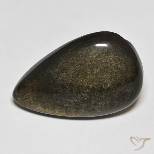 18.13ct Naturale Nero con riflessi dorati Ossidiana, Forma a pera, Opaco
