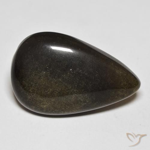 Ossidiana Nero con riflessi dorati naturale da 18.13 ct, Forma a pera, Opaco