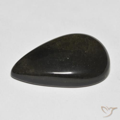 Ossidiana Nero con riflessi dorati naturale da 18.13 ct, Forma a pera, Opaco