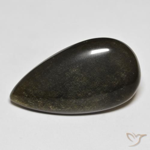 20.68ct Naturale Nero con riflessi dorati Ossidiana, Forma a pera, Opaco