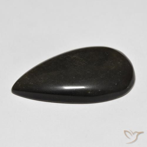 Ossidiana Nero con riflessi dorati naturale da 20.68 ct, Forma a pera, Opaco