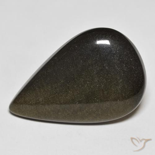 20.38ct Naturale Nero con riflessi dorati Ossidiana, Forma a pera, Opaco