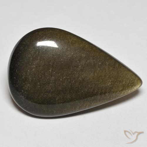 Ossidiana Nero con riflessi dorati naturale da 20.38 ct, Forma a pera, Opaco