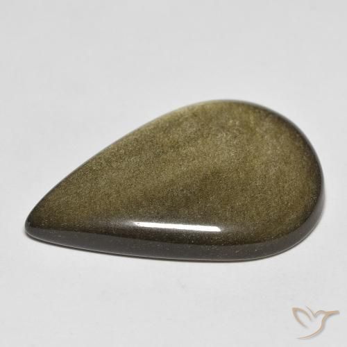 Ossidiana Nero con riflessi dorati naturale da 20.38 ct, Forma a pera, Opaco