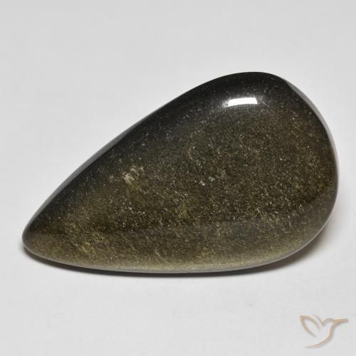24.45ct Naturale Nero con riflessi dorati Ossidiana, Forma a pera, Opaco