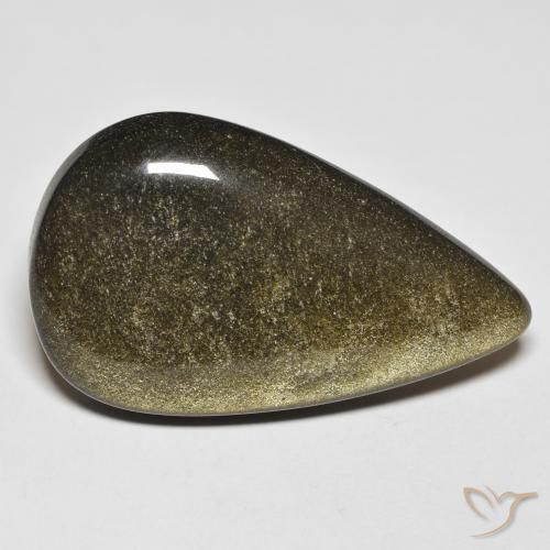 Ossidiana Nero con riflessi dorati naturale da 24.45 ct, Forma a pera, Opaco
