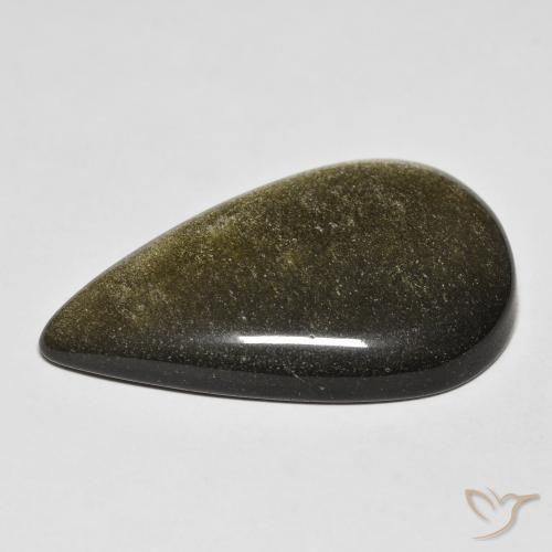Ossidiana Nero con riflessi dorati naturale da 24.45 ct, Forma a pera, Opaco
