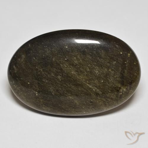 32.18ct Naturale Nero con riflessi dorati Ossidiana, Ovale, Opaco