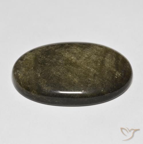 Ossidiana Nero con riflessi dorati naturale da 32.18 ct, Ovale, Opaco