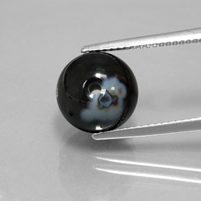 Onice naturale nero da 7,24 ct, sfera / palla, opaco