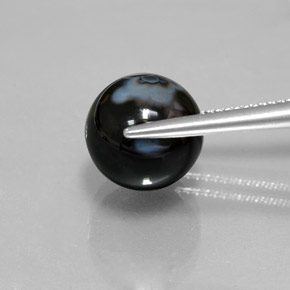 Onice naturale nero da 7,24 ct, sfera / palla, opaco