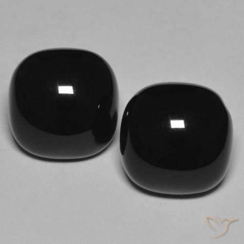 Gemme di Onice Nero naturale da 9.68 ct, Cuscino, Opaco