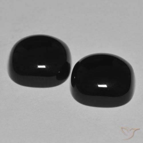 Gemme di Onice Nero naturale da 9.56 ct, Cuscino, Opaco