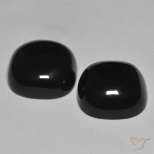 Gemme di Onice Nero naturale da 9.56 ct, Cuscino, Opaco