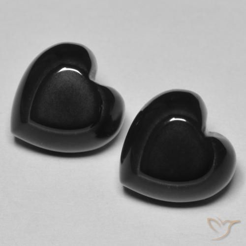 Gemme di Onice Nero naturale da 8.67 ct, Cuore, Opaco