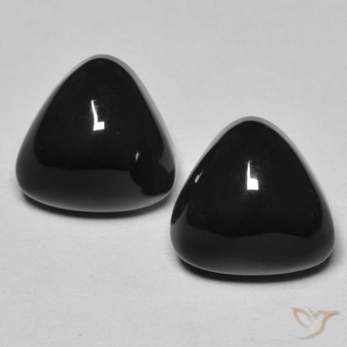 Gemme di Onice Nero naturale da 6.79 ct, Taglio trillion, Opaco