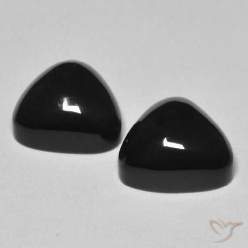 Gemme di Onice Nero naturale da 6.79 ct, Taglio trillion, Opaco