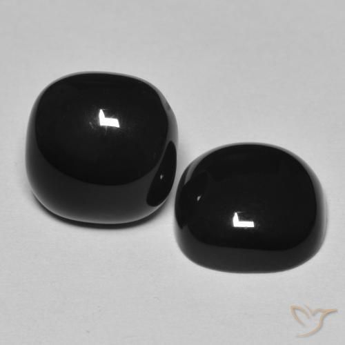 Gemme di Onice Nero naturale da 9.62 ct, Cuscino, Opaco