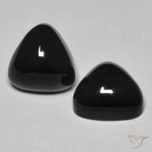 Gemme di Onice Nero naturale da 6.69 ct, Taglio trillion, Opaco