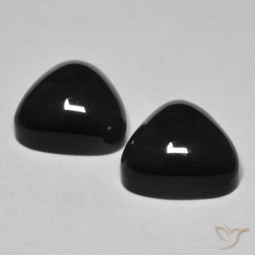 Gemme di Onice Nero naturale da 6.69 ct, Taglio trillion, Opaco