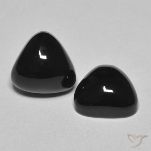 Gemme di Onice Nero naturale da 6.48 ct, Taglio trillion, Opaco