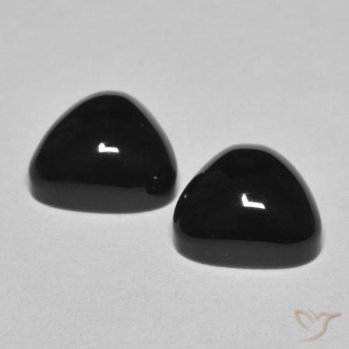 Gemme di Onice Nero naturale da 6.48 ct, Taglio trillion, Opaco