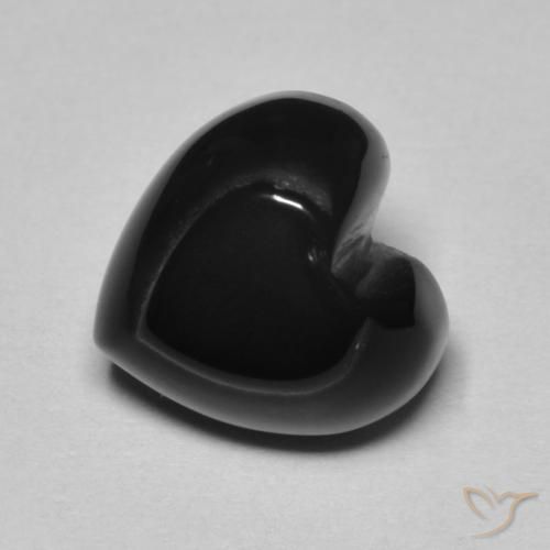 Onice Nero naturale da 4.24 ct, Cuore, Opaco