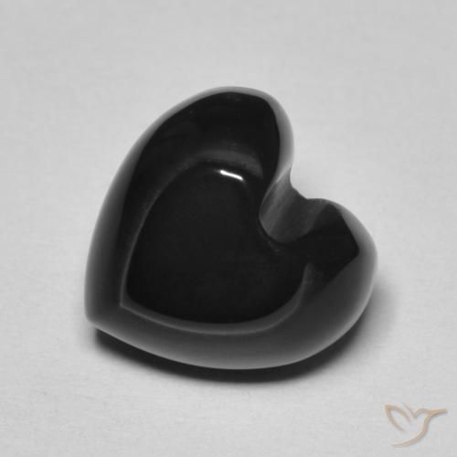 4.10ct Naturale Nero Onice, Cuore, Opaco