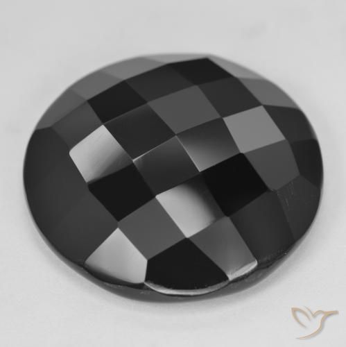Onice Nero naturale da 32.30 ct, Rotondo, Opaco