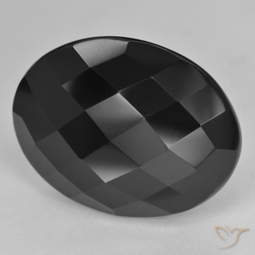Onice Nero naturale da 24.74 ct, Ovale, Opaco