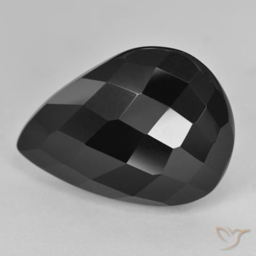 Onice Nero naturale da 17.01 ct, Forma a pera, Opaco