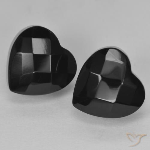 Gemme di Onice Nero naturale da 8.90 ct, Cuore, Opaco