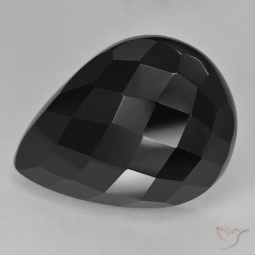 Onice Nero naturale da 22.42 ct, Forma a pera, Opaco