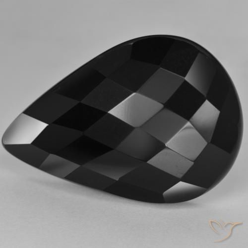 26.89ct Naturale Nero Onice, Forma a pera, Opaco