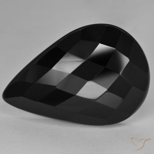 Onice Nero naturale da 26.89 ct, Forma a pera, Opaco