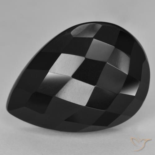 Onice Nero naturale da 20.38 ct, Forma a pera, Opaco