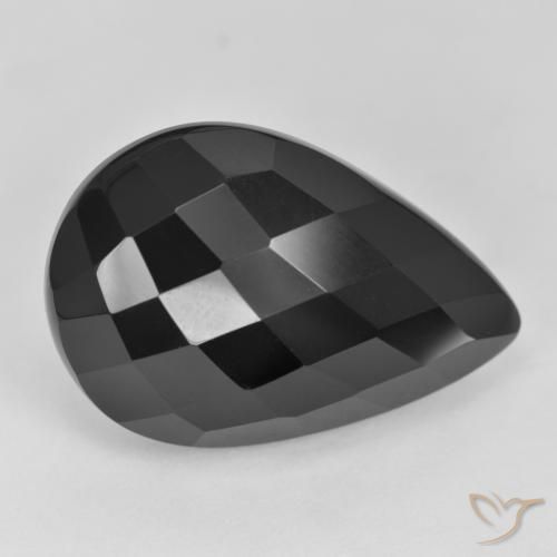 19.24ct Naturale Nero Onice, Forma a pera, Opaco