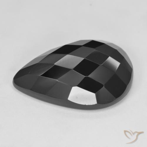 Onice Nero naturale da 19.24 ct, Forma a pera, Opaco
