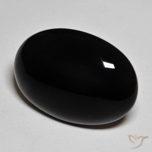 Onice Nero naturale da 19.29 ct, Ovale, Opaco