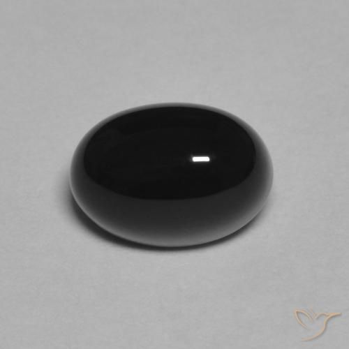 Onice naturale nero da 1,09 ct, taglio ovale, opaco