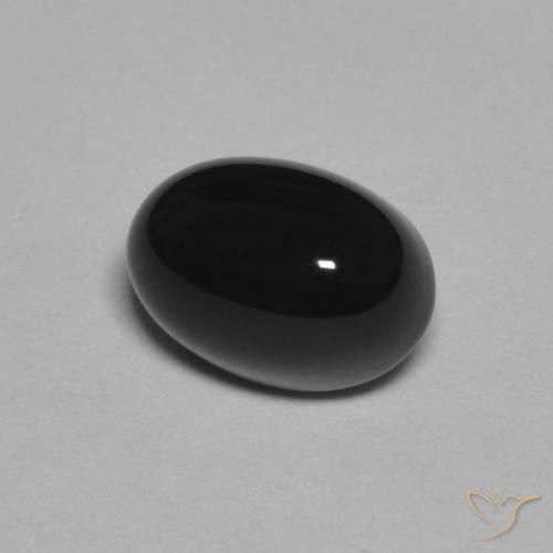 Onice naturale nero da 1,09 ct, taglio ovale, opaco